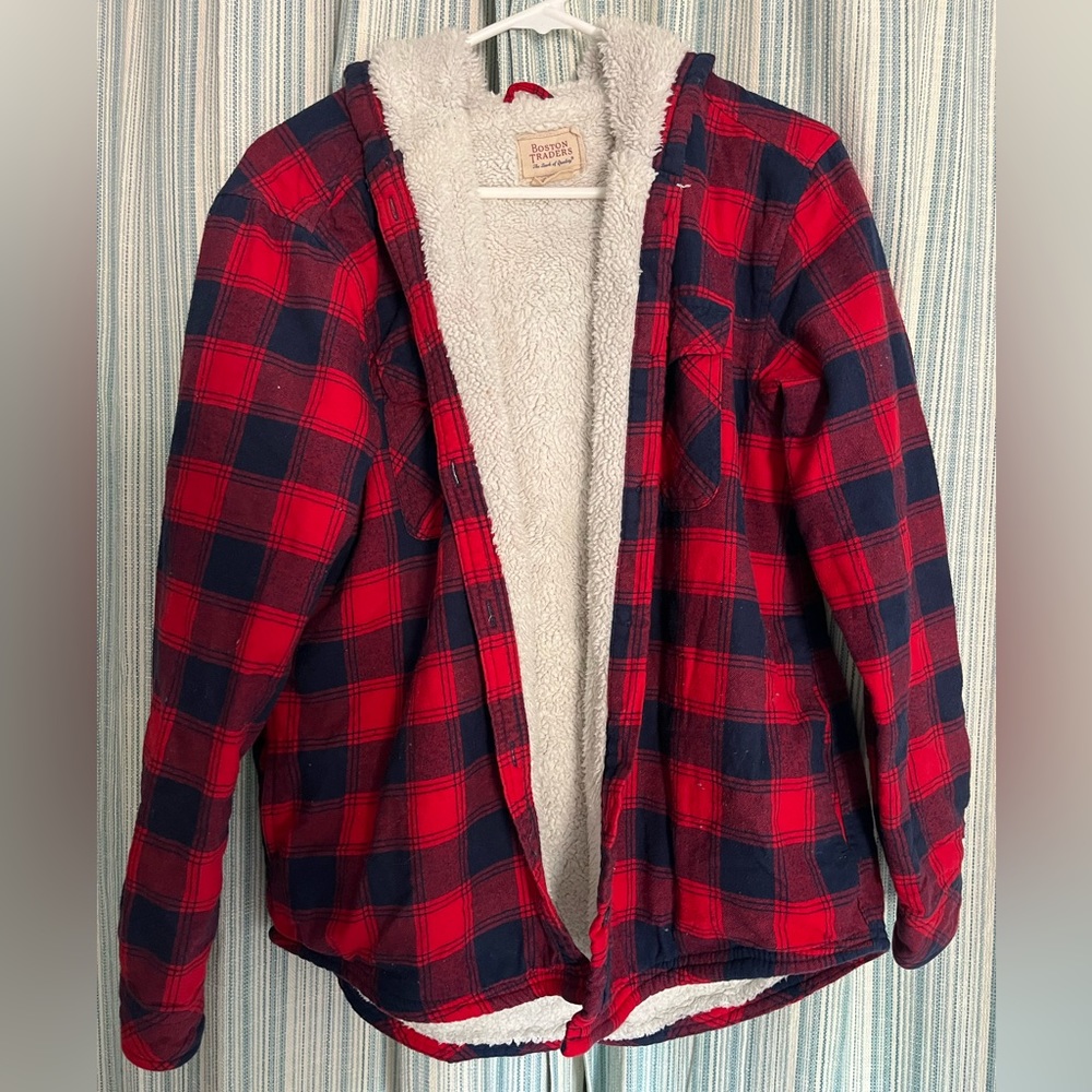 Boston Traders Sherpa Lined Hooded Flannel Shacket Size L